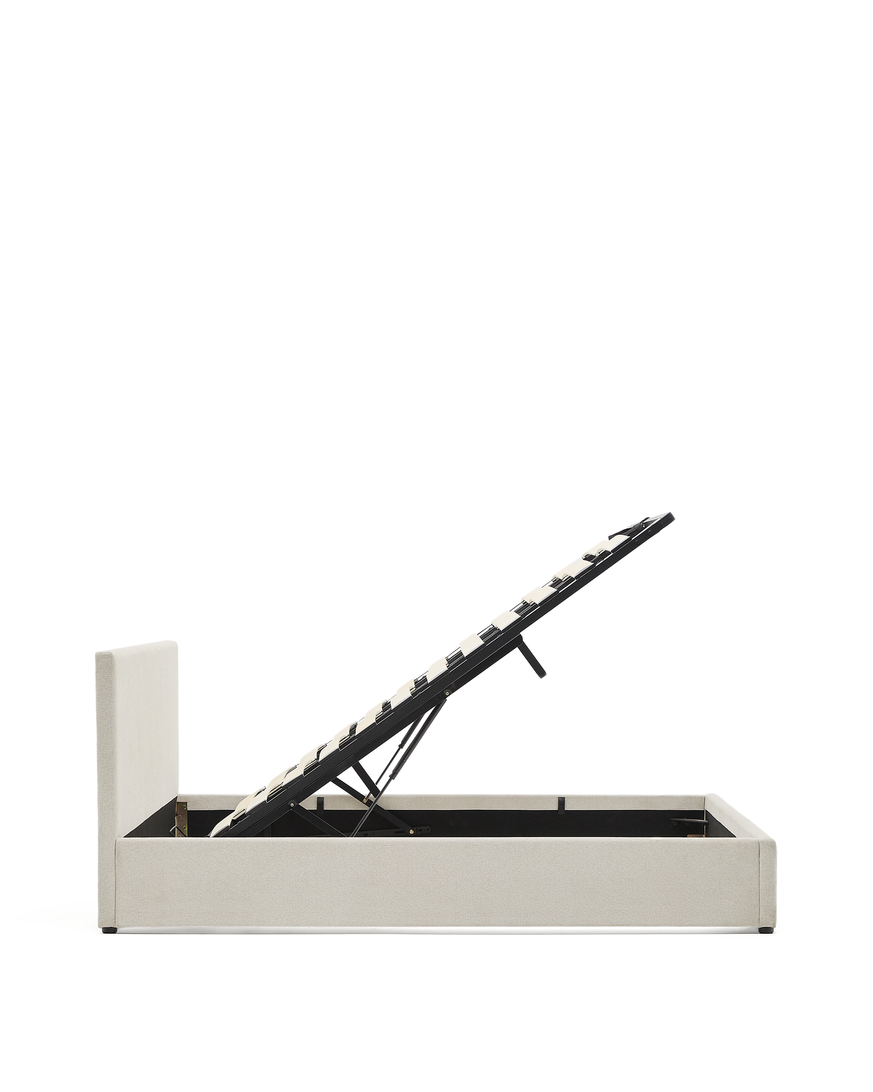 Кровать Nahiri бежевого цвета из шенилла с ящиком для хранения 180 x 200 см La Forma 418940