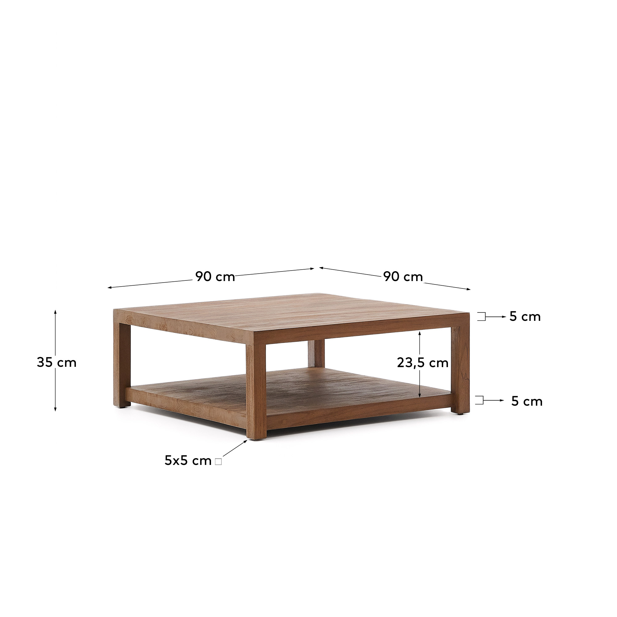 Приставной столик Sashi из массива тикового дерева 90 x 90 см La Forma (ex Julia Grup)