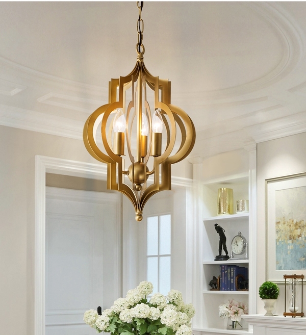 Люстра Scarlett Hollywood Regency Gold Leaf Pattern Pendant Chandelier D31 by ImperiumLoft