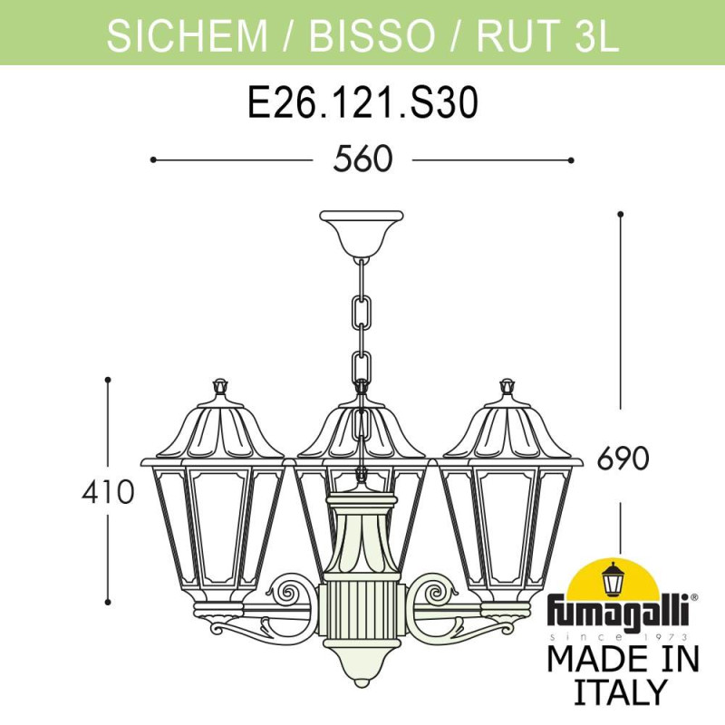 Подвесной уличный светильник Fumagalli E26.120.S30.AXF1R