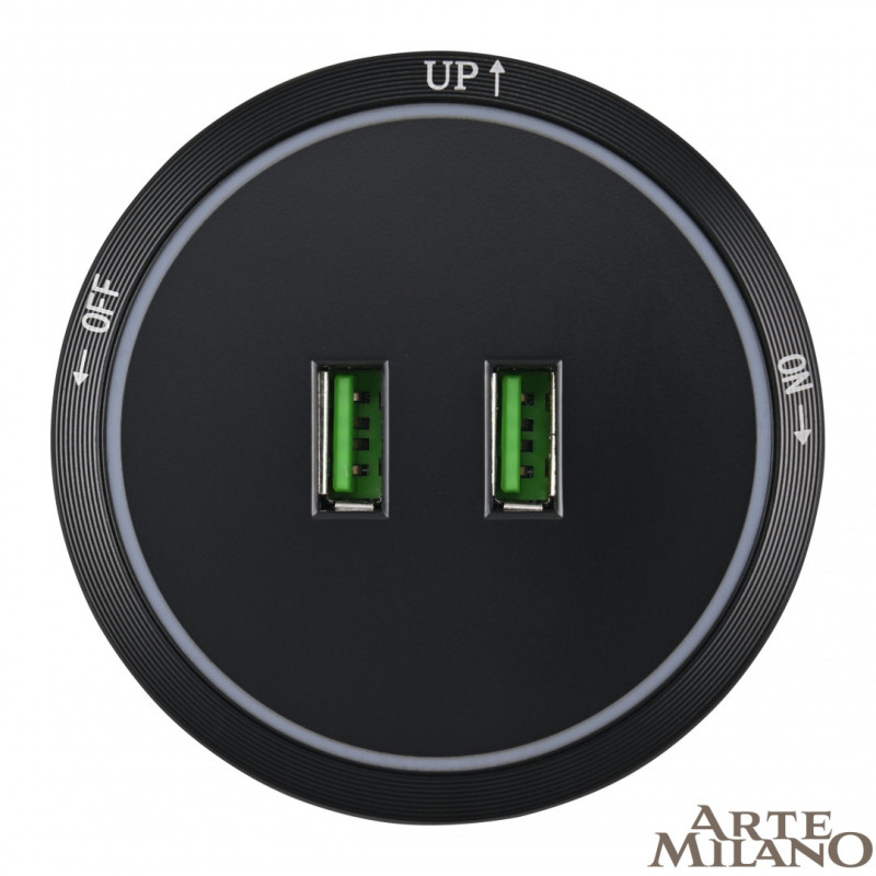 Трековая система розеток Arte Milano 380066TS LED/USBx2 Black