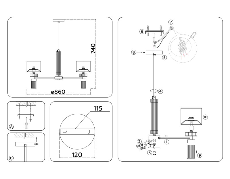 Люстра на штанге Ambrella Light LH71303
