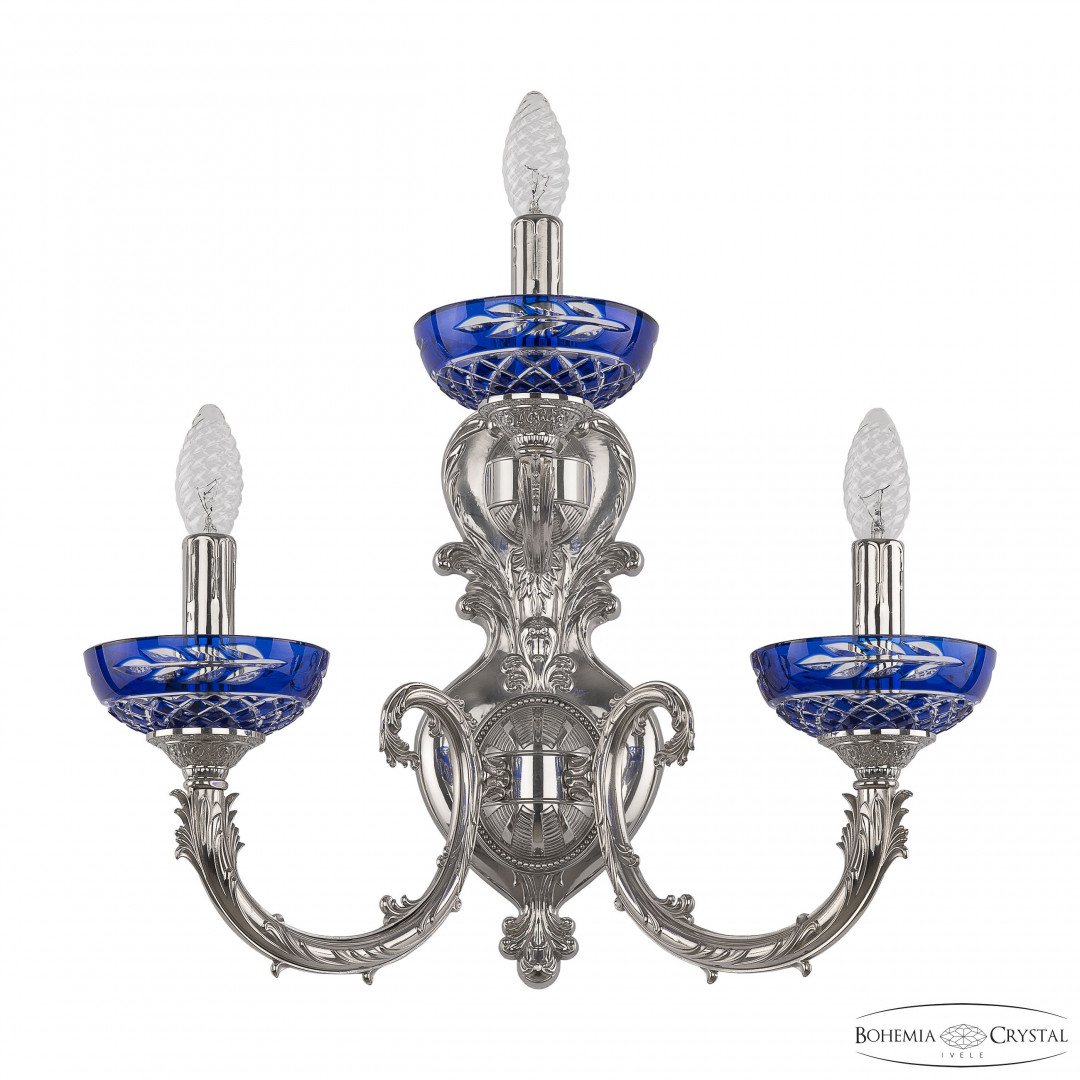 Бра бронзовые с хрусталём 7109B16/2+1/210 Ni P Clear-Blue/H-1J