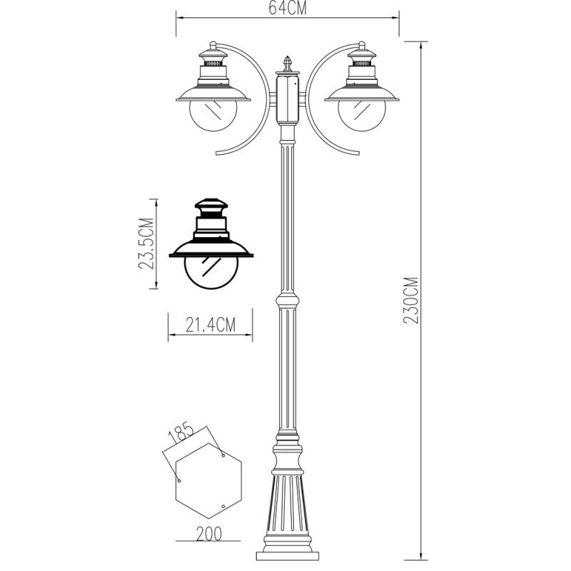 Садовый светильник Arte Lamp A1523PA-2BN