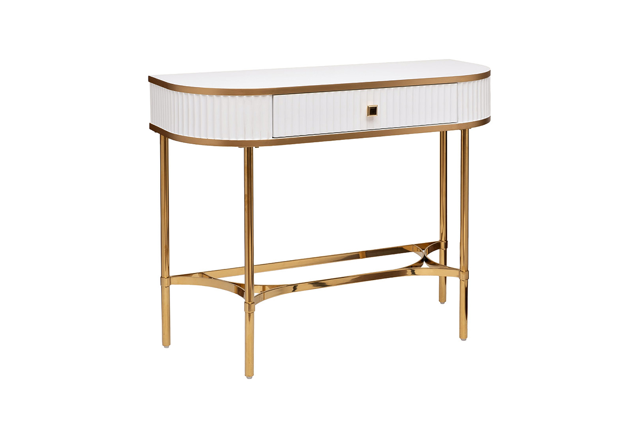 Консоль с ящиком белая/золото Garda Decor KFG166