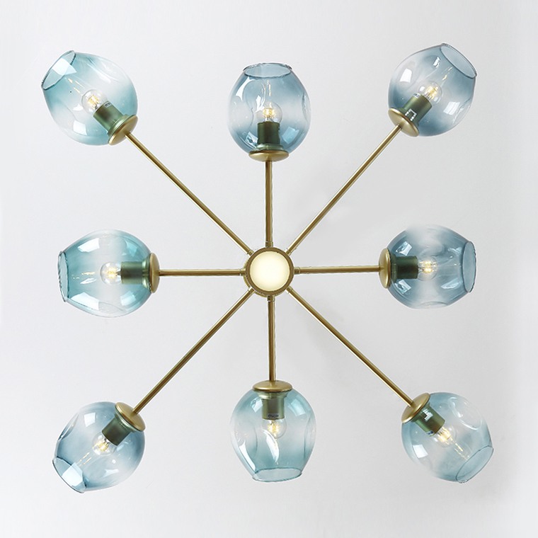 Люстра на штанге MARINE D104 12 lamps Black/Transparent by ImperiumLoft