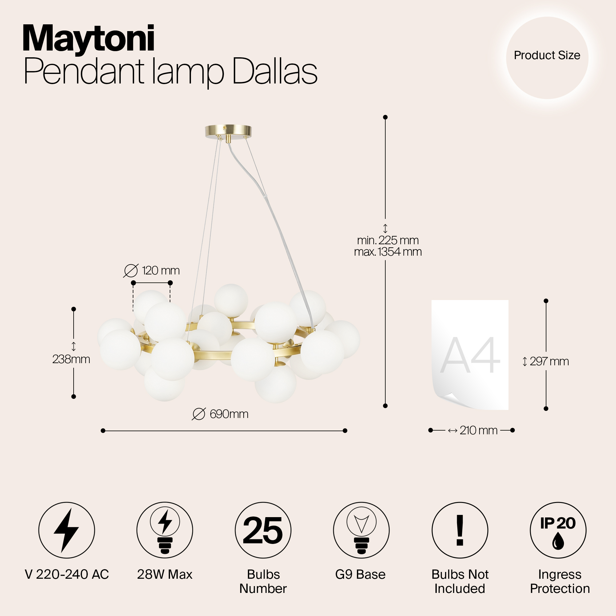 Подвесной светильник Maytoni MOD545PL-25BS