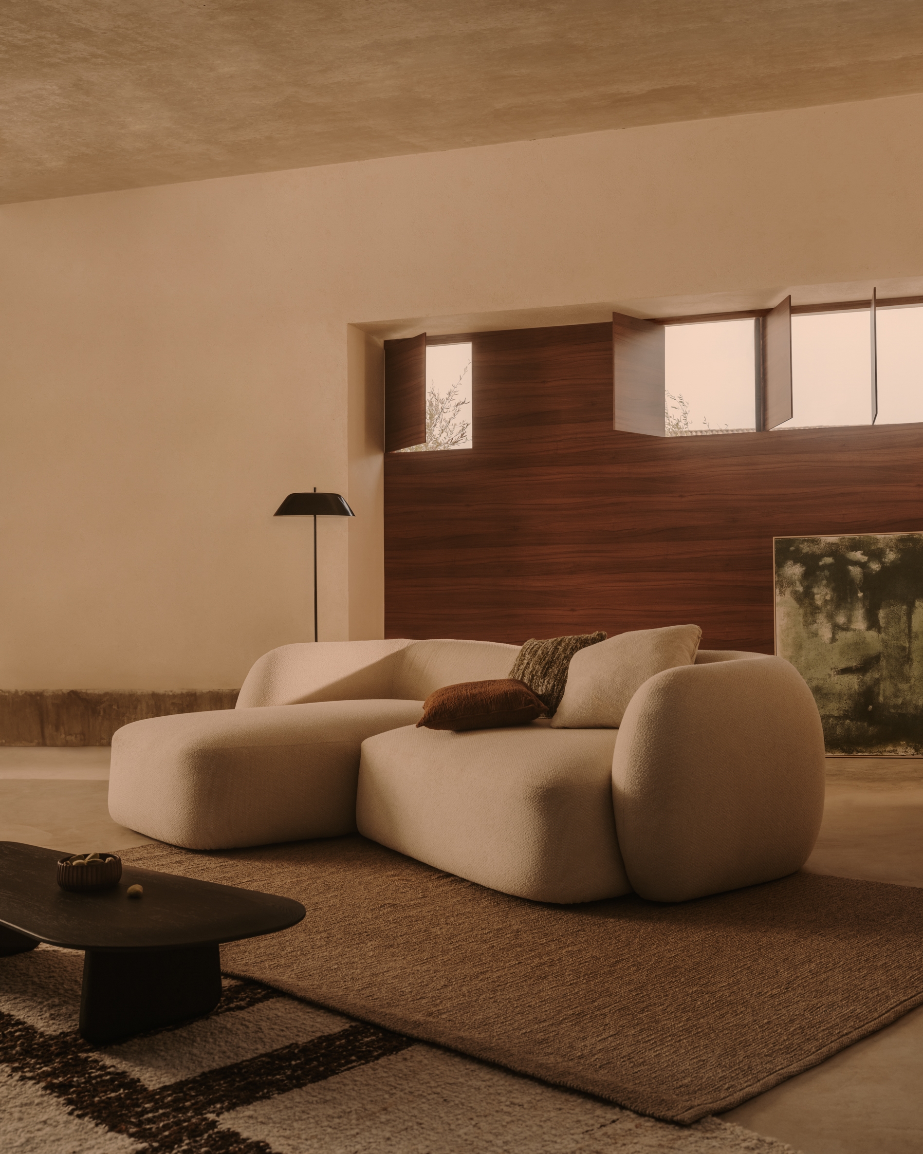 Модульный диван Martina 3-местный с левым шезлонгом, цвет экрю, 287 см La Forma (ex Julia Grup)