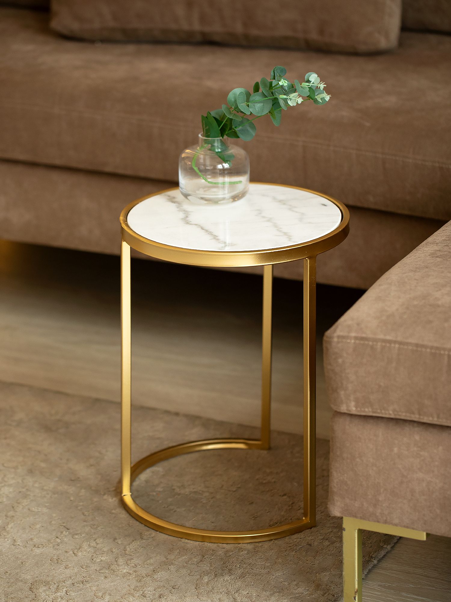 Столик приставной с белым мрамором Glasar 54-096