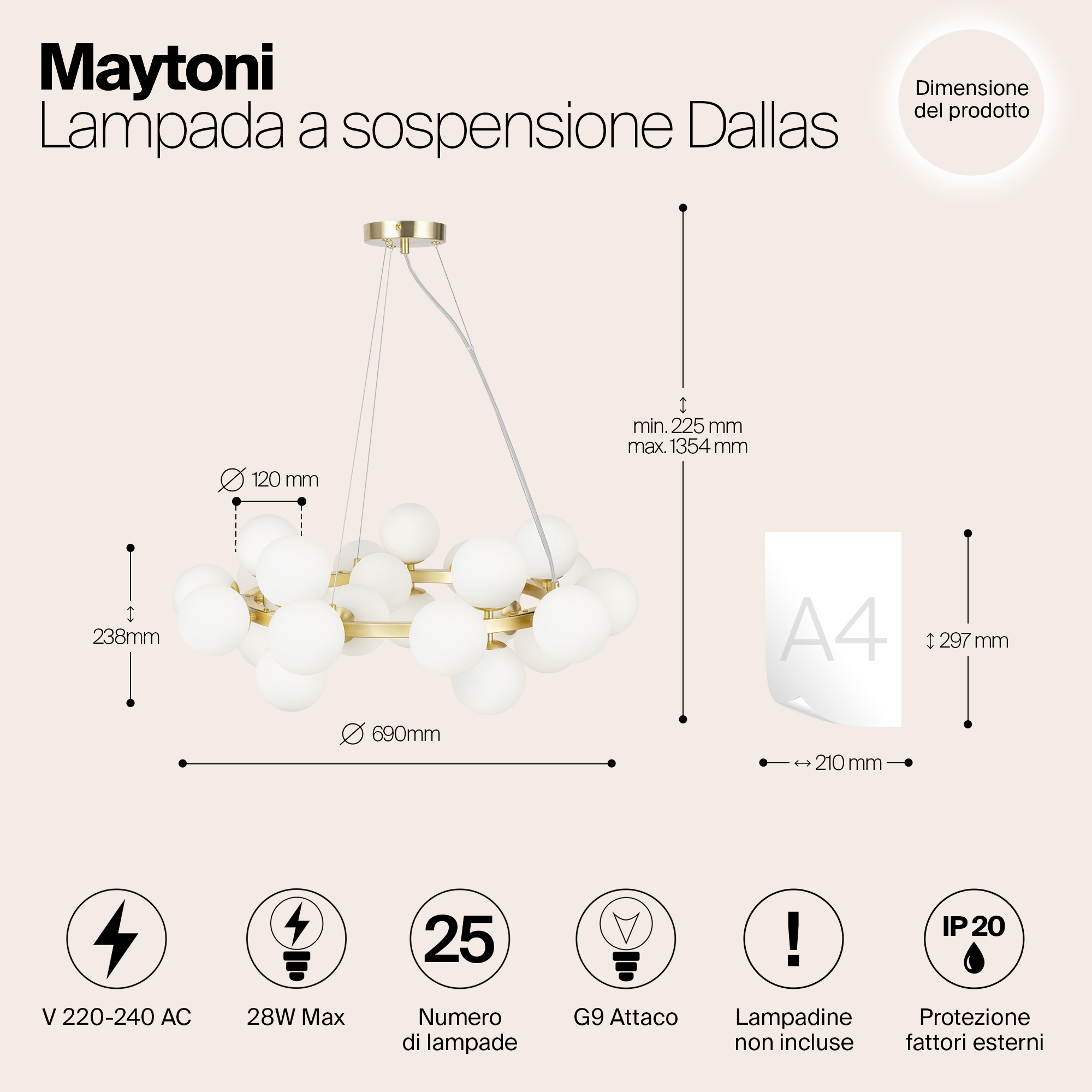 Подвесной светильник Maytoni MOD545PL-25BS