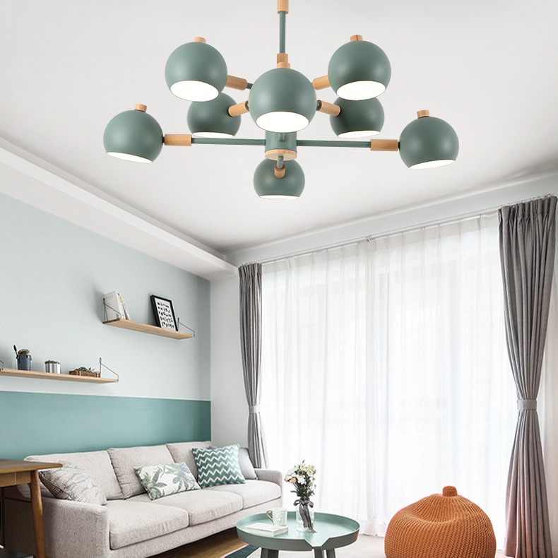 Люстра на штанге SVEN 6 lamps Green by ImperiumLoft