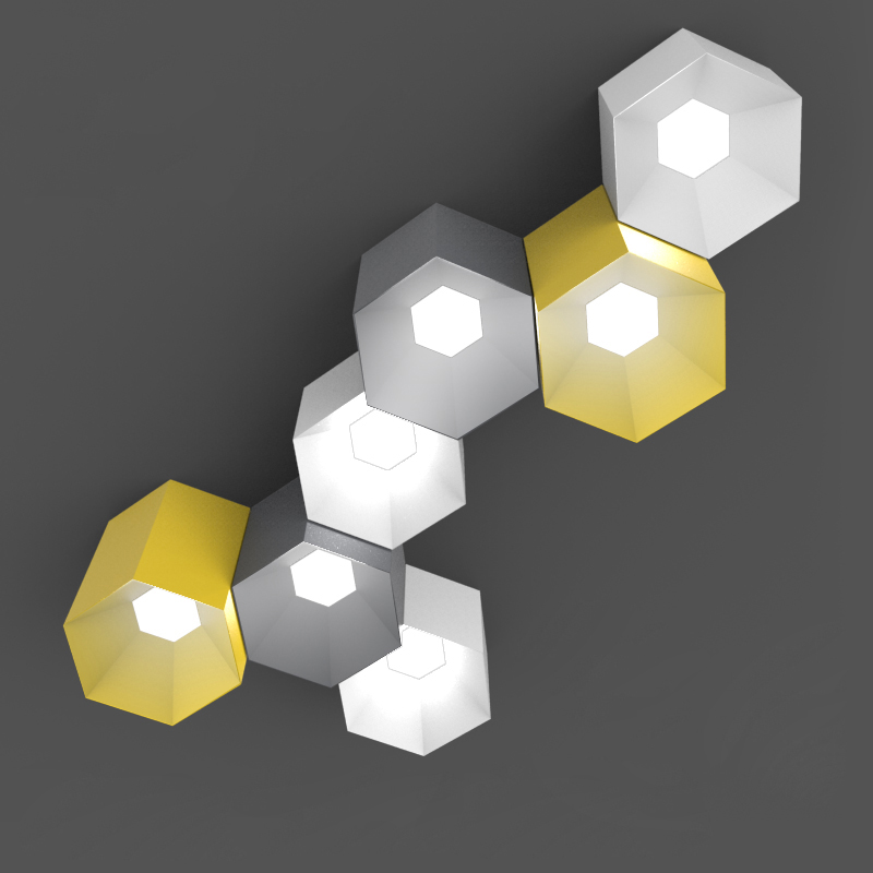 Потолочный светильник HEXAGON B H20 Grey by ImperiumLoft