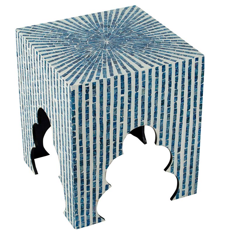 Столик акцентный с отделкой раковинами устриц Glasar 44826-BLUE/1