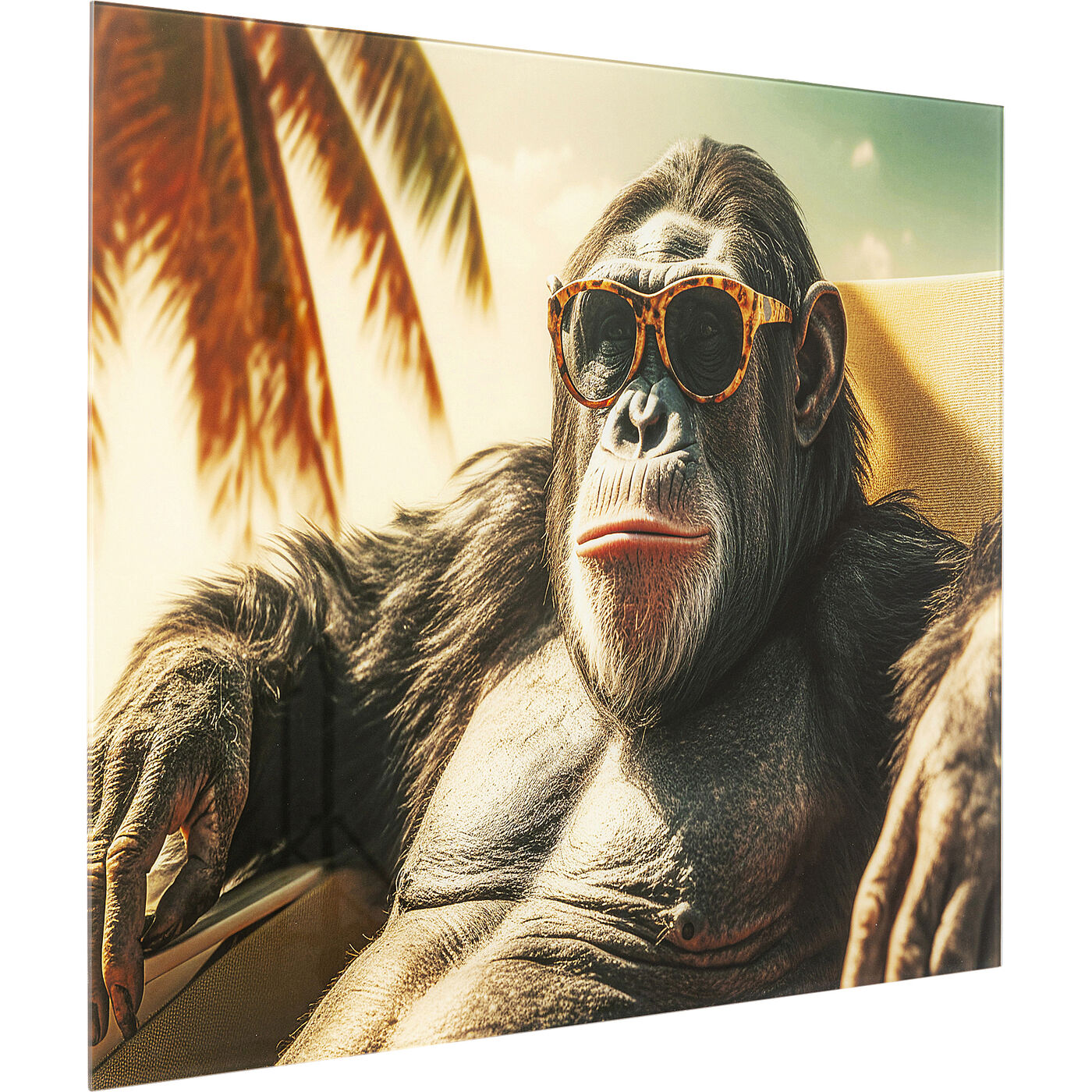 Картина стеклянная Holiday Monkey 80x60 см KARE 56272