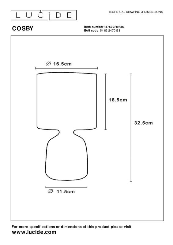 Настольная лампа LUCIDE 47503/81/36
