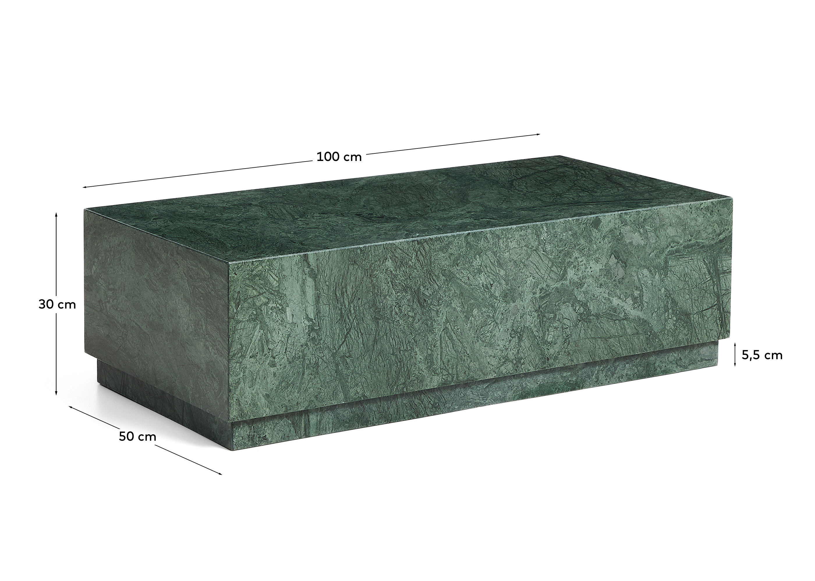 Журнальный столик Sorein из зеленого мрамора 100 x 50 см La Forma 451201