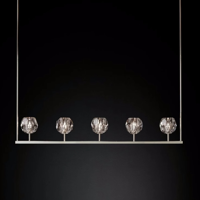 Люстра RH Boule De Cristal Linear Chandelier 5 Nickel by ImperiumLoft