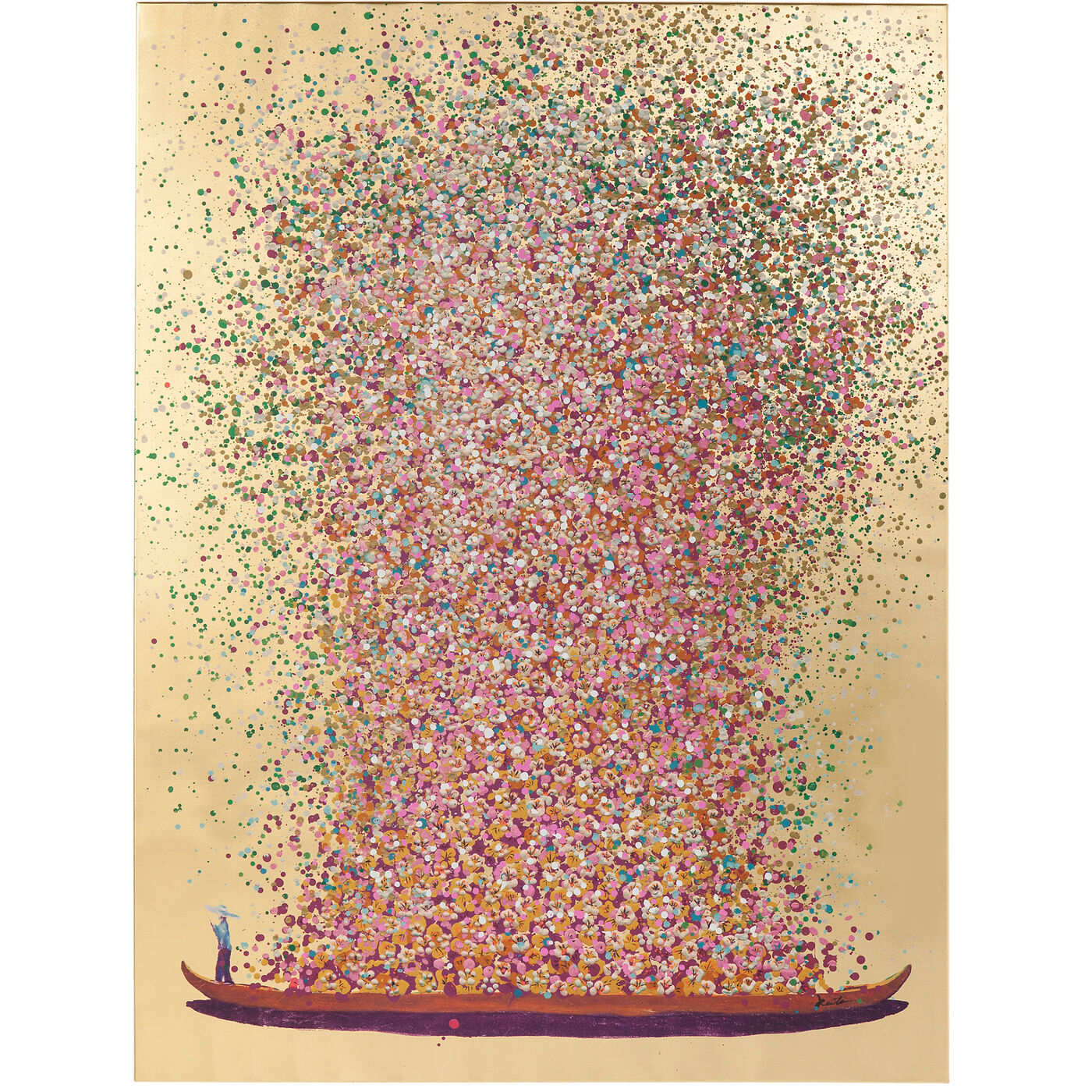 Картина на холсте Flower Boat Gold Pink 40x50cm KARE 57870