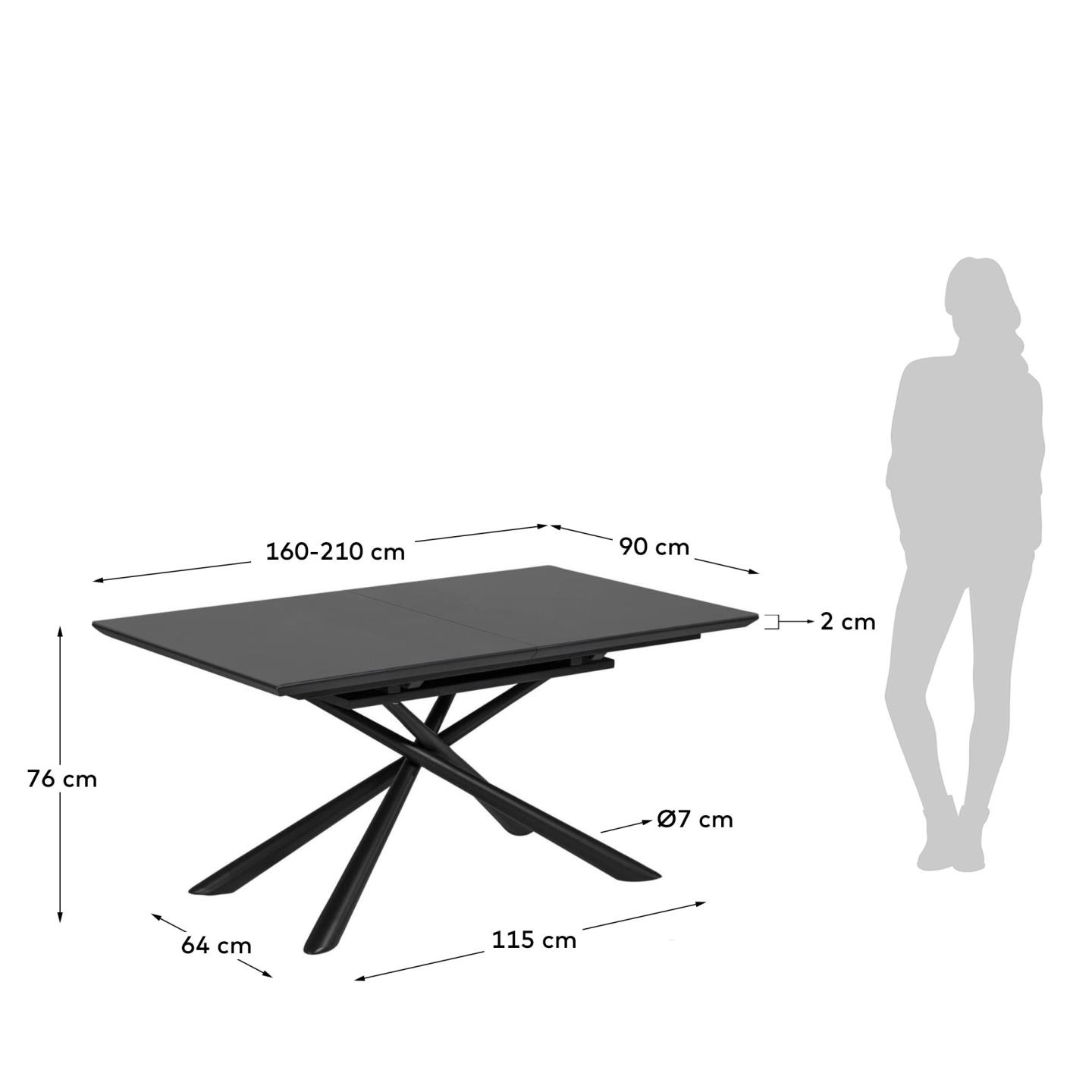 Раздвижной стол Theone 160 (210) x 90 cm стекло La Forma (ex Julia Grup)