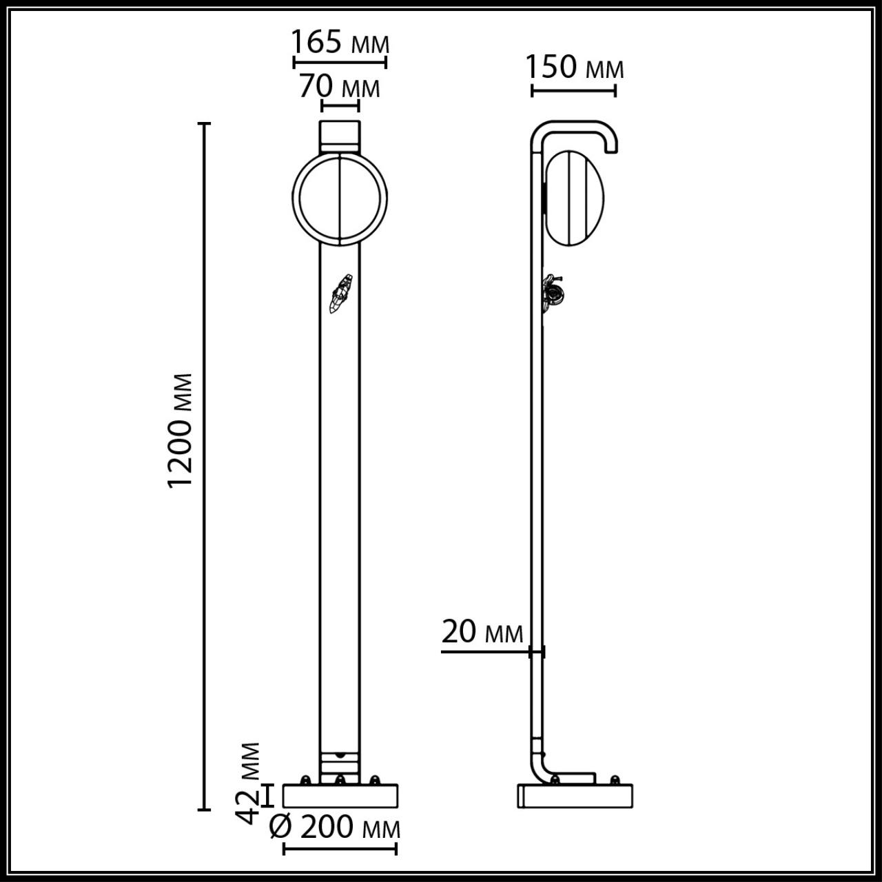 Уличный наземный светильник 120см IP54 Odeon Light 5434/1FA