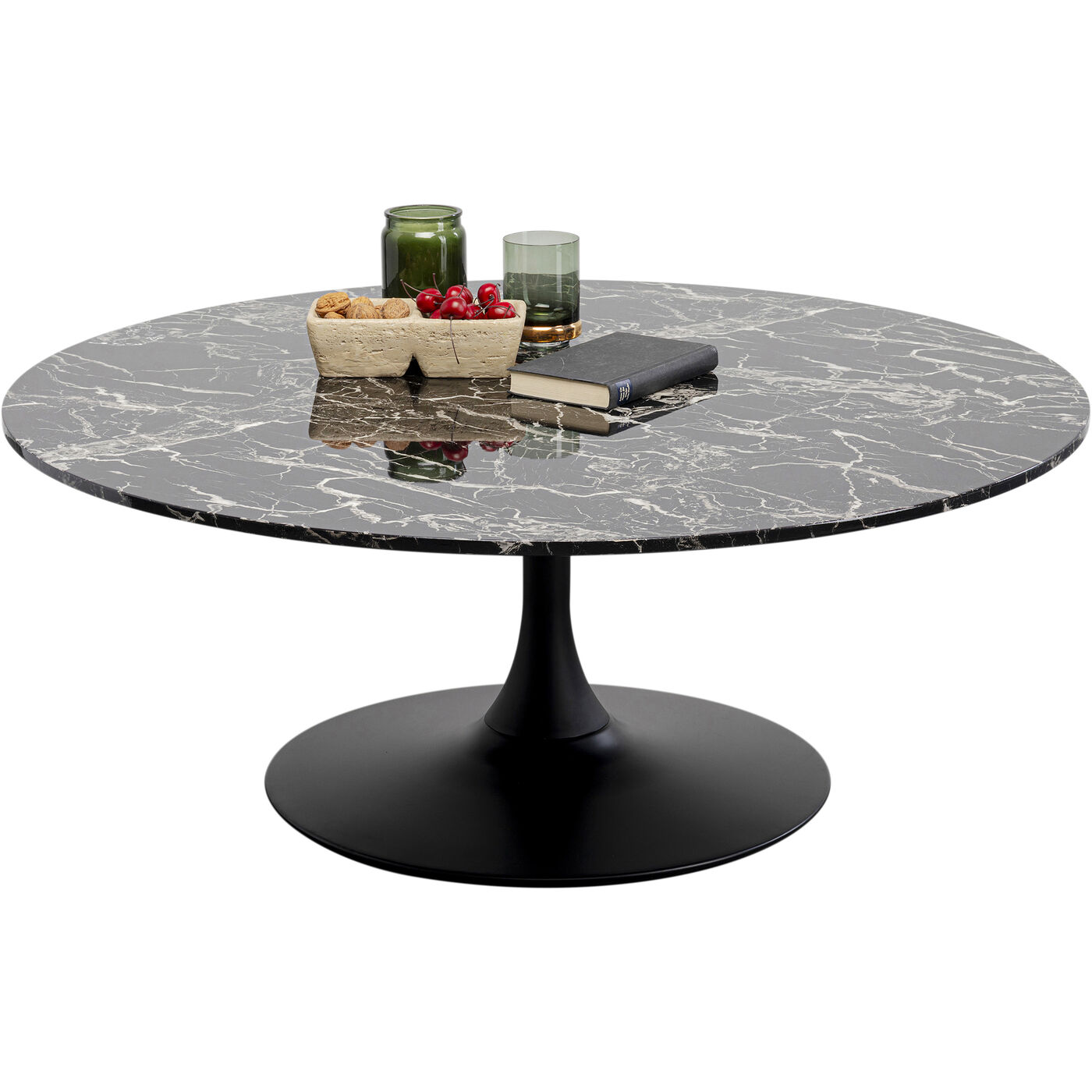 Стол кофейный Schickeria Marble Black Ø110 см KARE 87767
