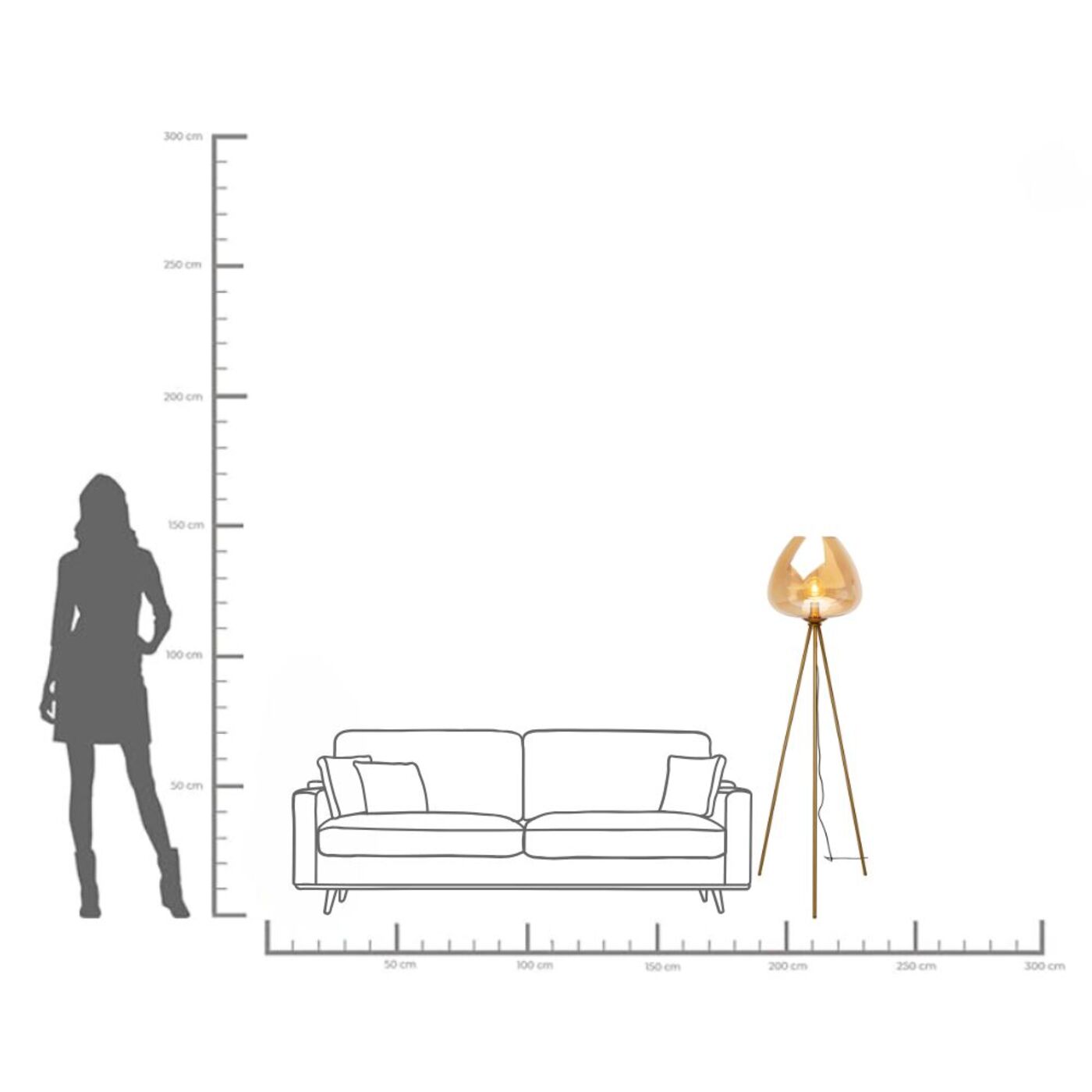 Светильник напольный Sphere Amber 146cm KARE 56698