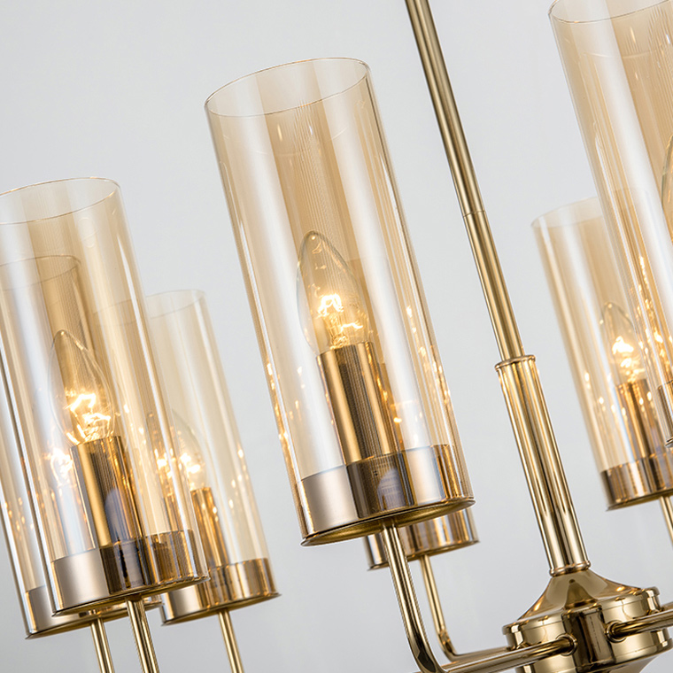 Люстра Agne Brass &amp; Blue Glass Tube Chandelier in 1970 12 Синий by ImperiumLoft