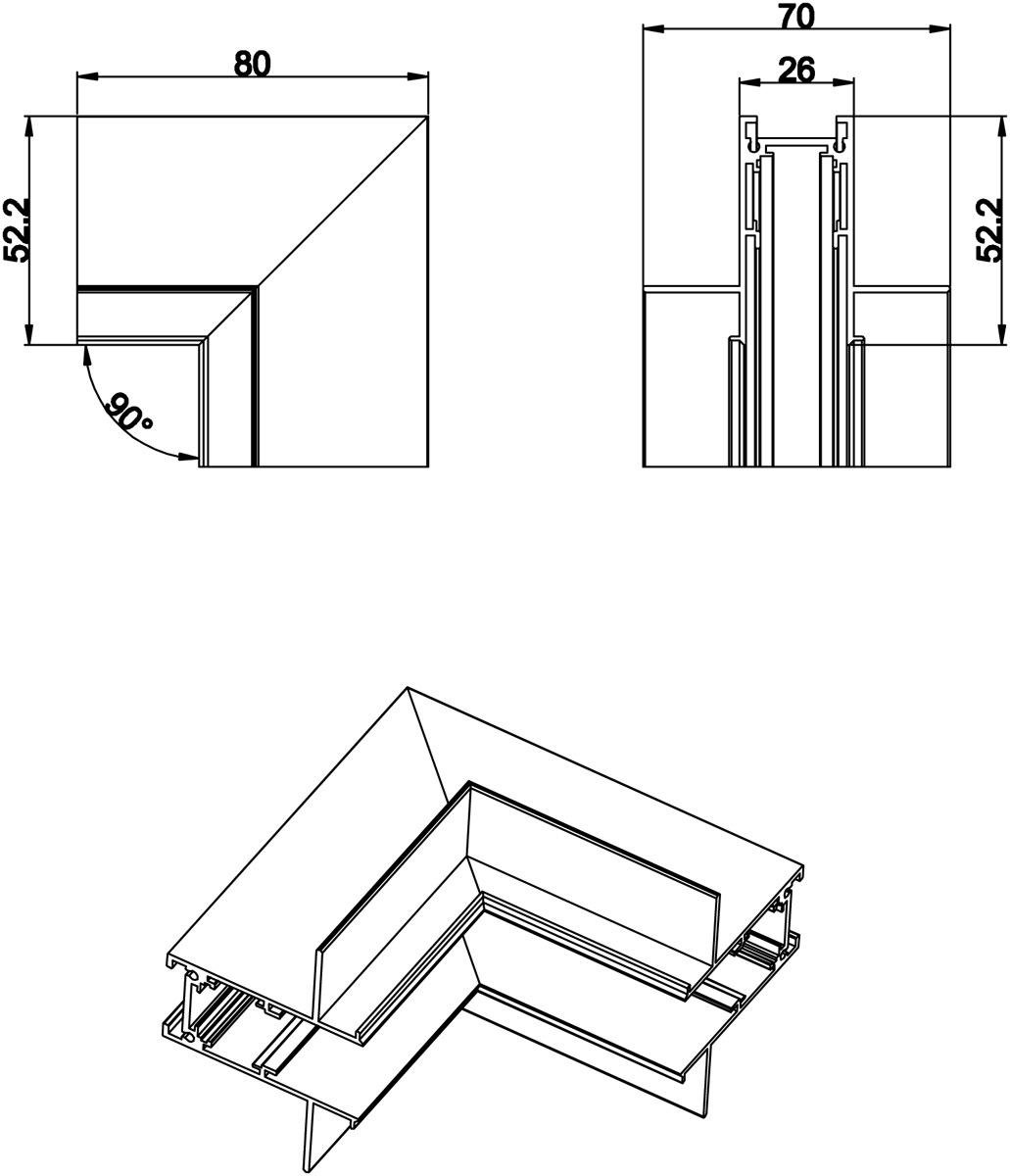 Внутренний угол-соединитель длястраиваемого шинопровода Donolux Inner corner InB