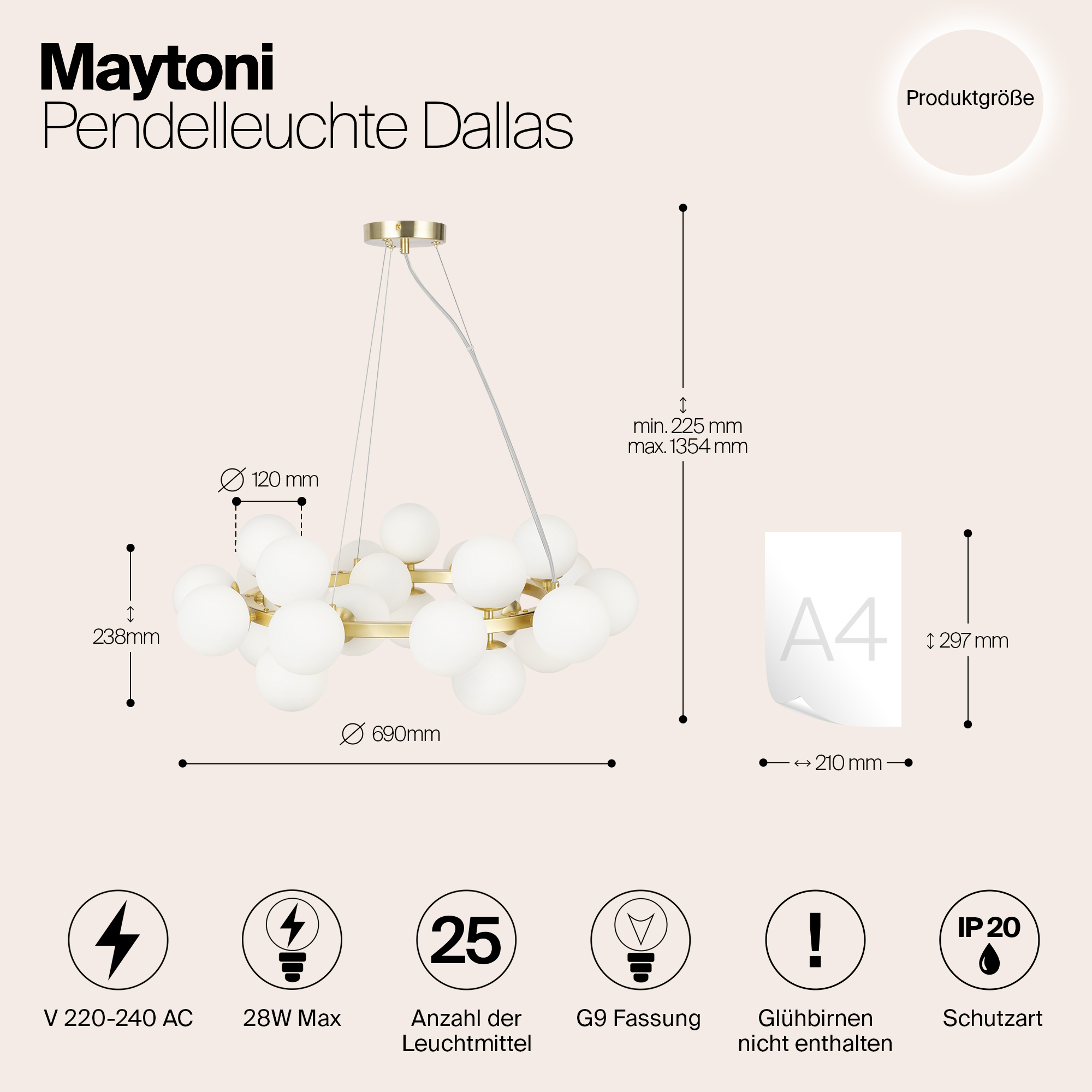 Подвесной светильник Maytoni MOD545PL-25BS