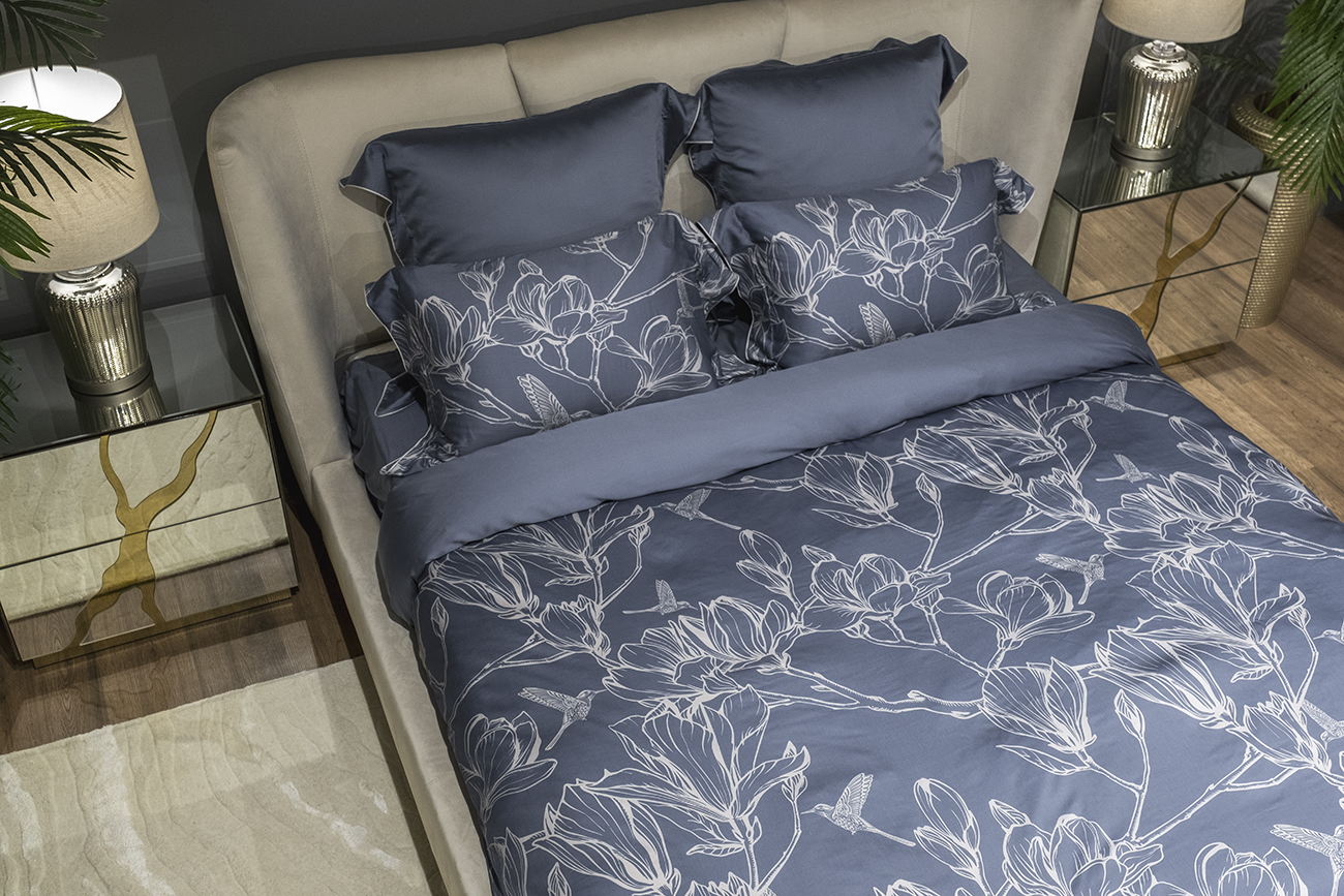 Пододеяльник Магнолия с принтом синий Garda Decor 144HF-10412