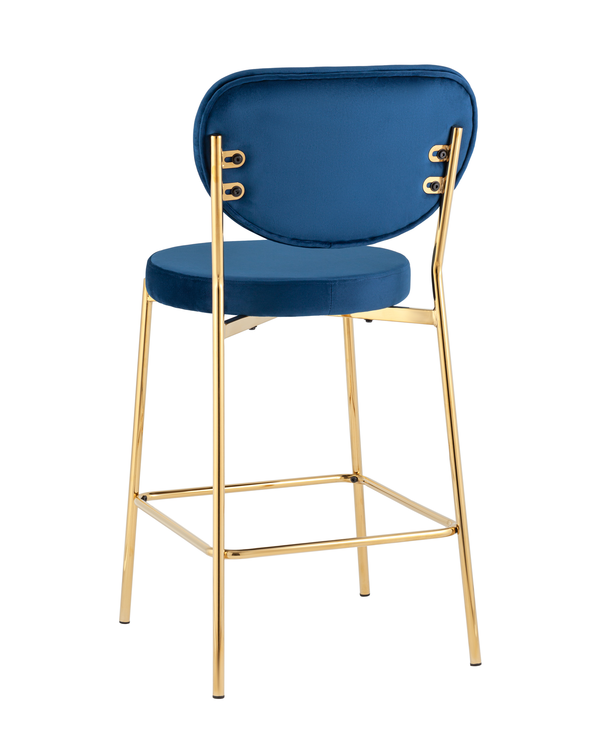 Стул полубарный Барбара велюр королевский синий золотые ножки Stool Group