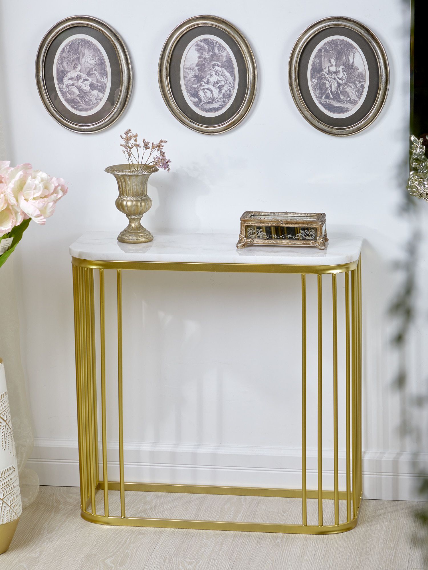 Консоль с белым мрамором Glasar 54-038