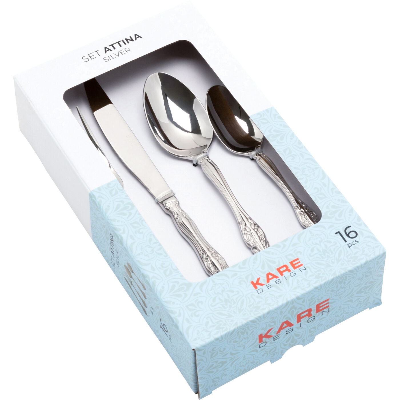 Набор столовых приборов Attina Silver (16/part) KARE 58210