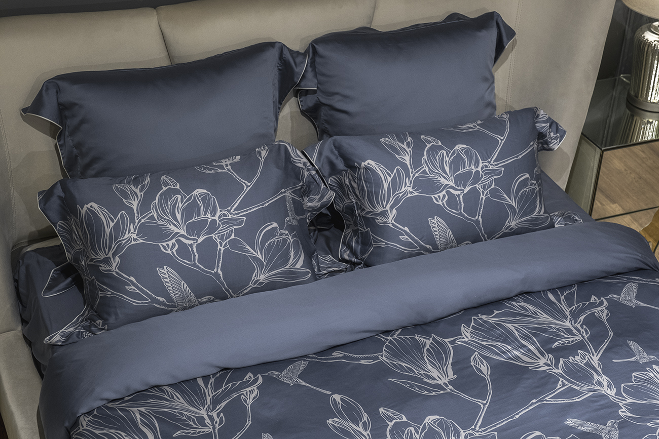 Пододеяльник Магнолия с принтом синий Garda Decor 144HF-10412