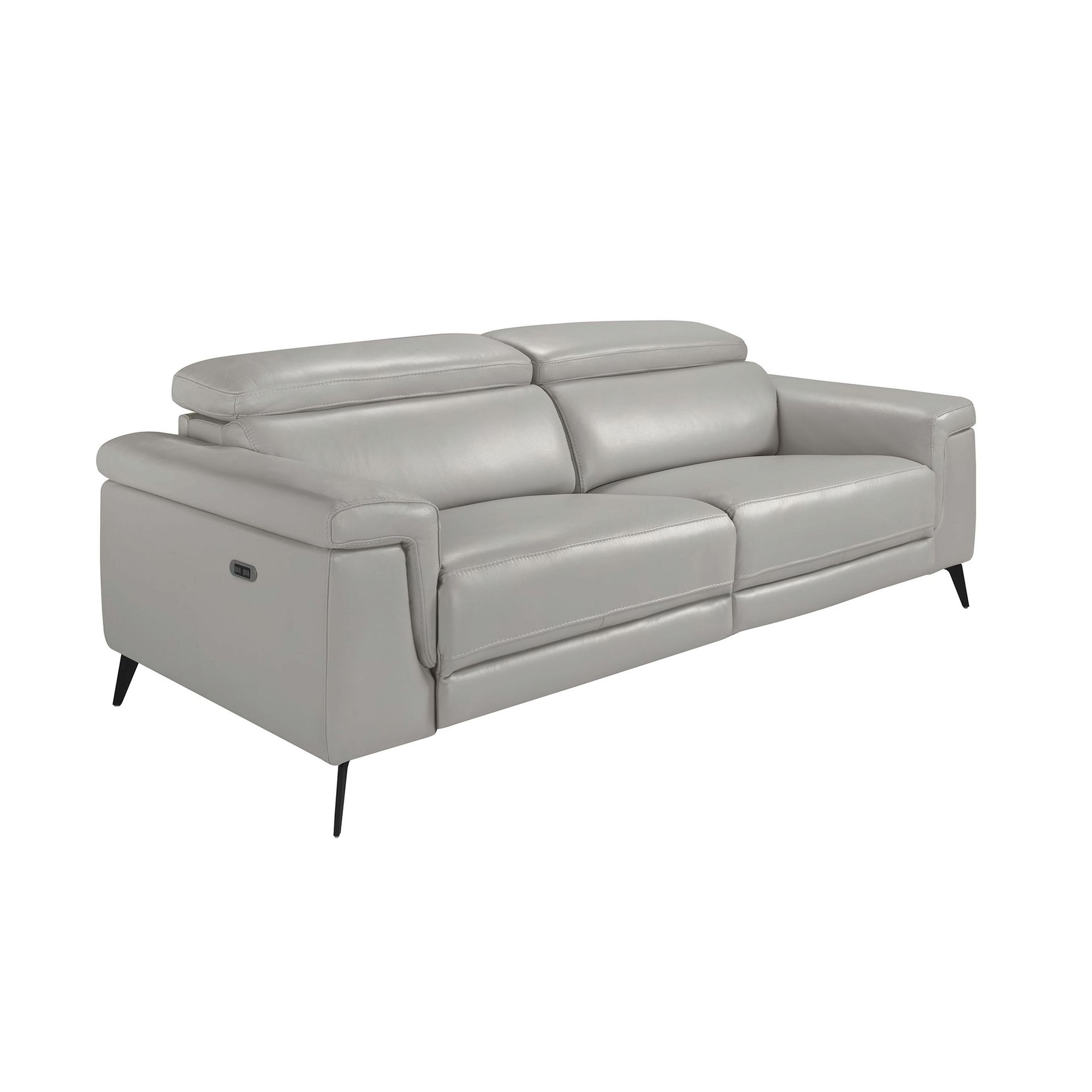 Диван 3-х местный с реклайнером 5319-3P-M5653 /6108 серый кожаный Angel Cerda