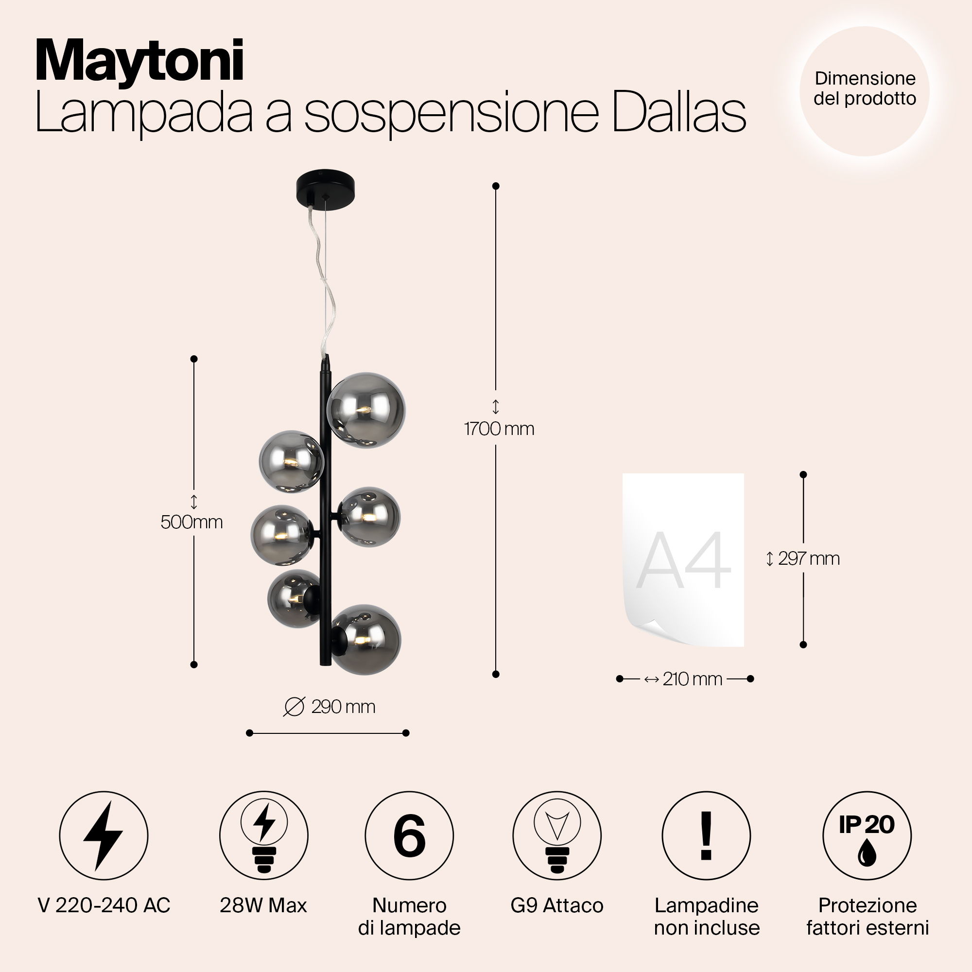Подвесной светильник Maytoni MOD545PL-06B