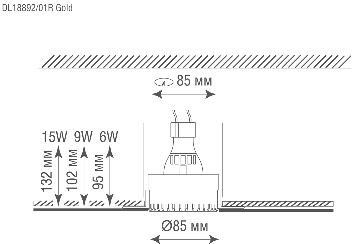 Встраиваемый светодиодный светильник под сменную лампу Donolux DL18892/01R Gold