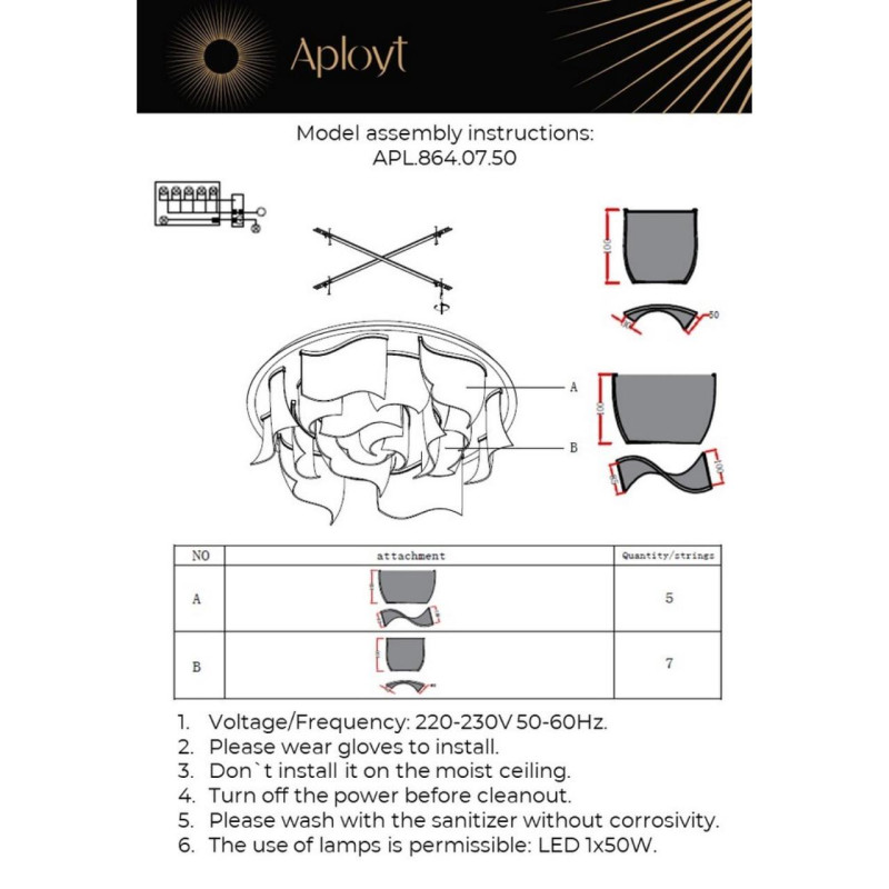 Накладная люстра APLOYT APL.864.07.50