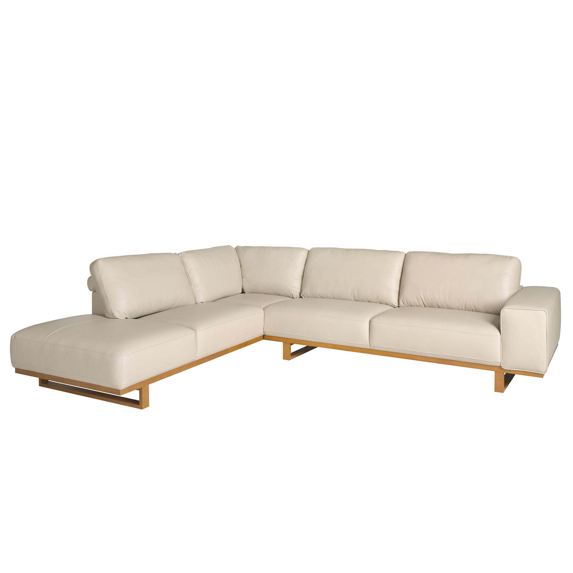 Угловой диван с левым шезлонгом 6204/5603-L-T541011 из песочной кожи Angel Cerda