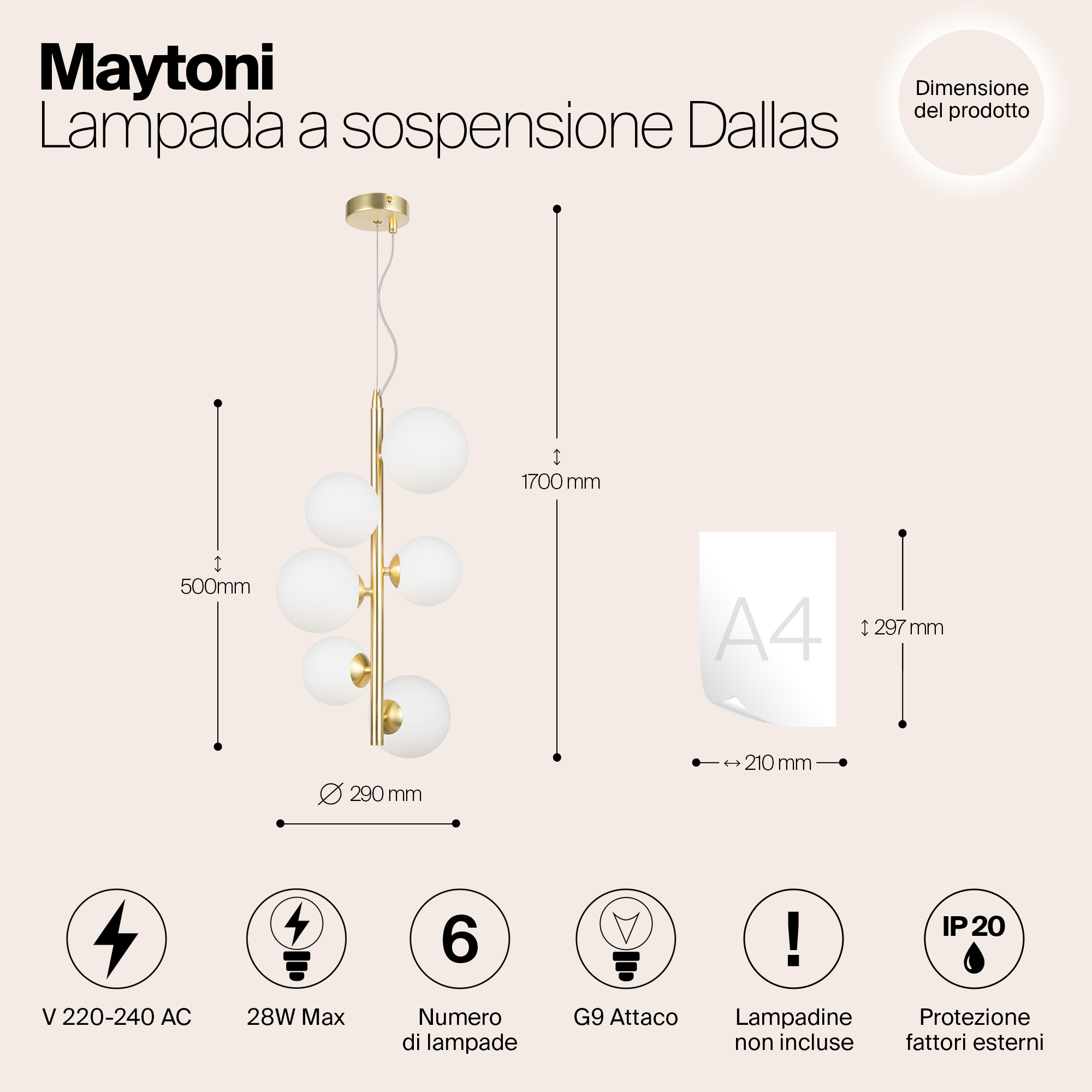 Подвесной светильник Maytoni MOD545PL-06BS