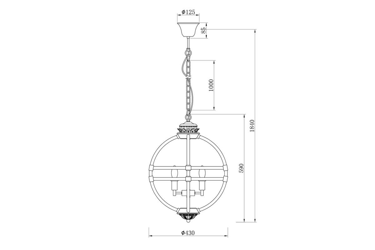 Светильник подвесной винтажный (хром) Garda Decor K2MP-766P-4