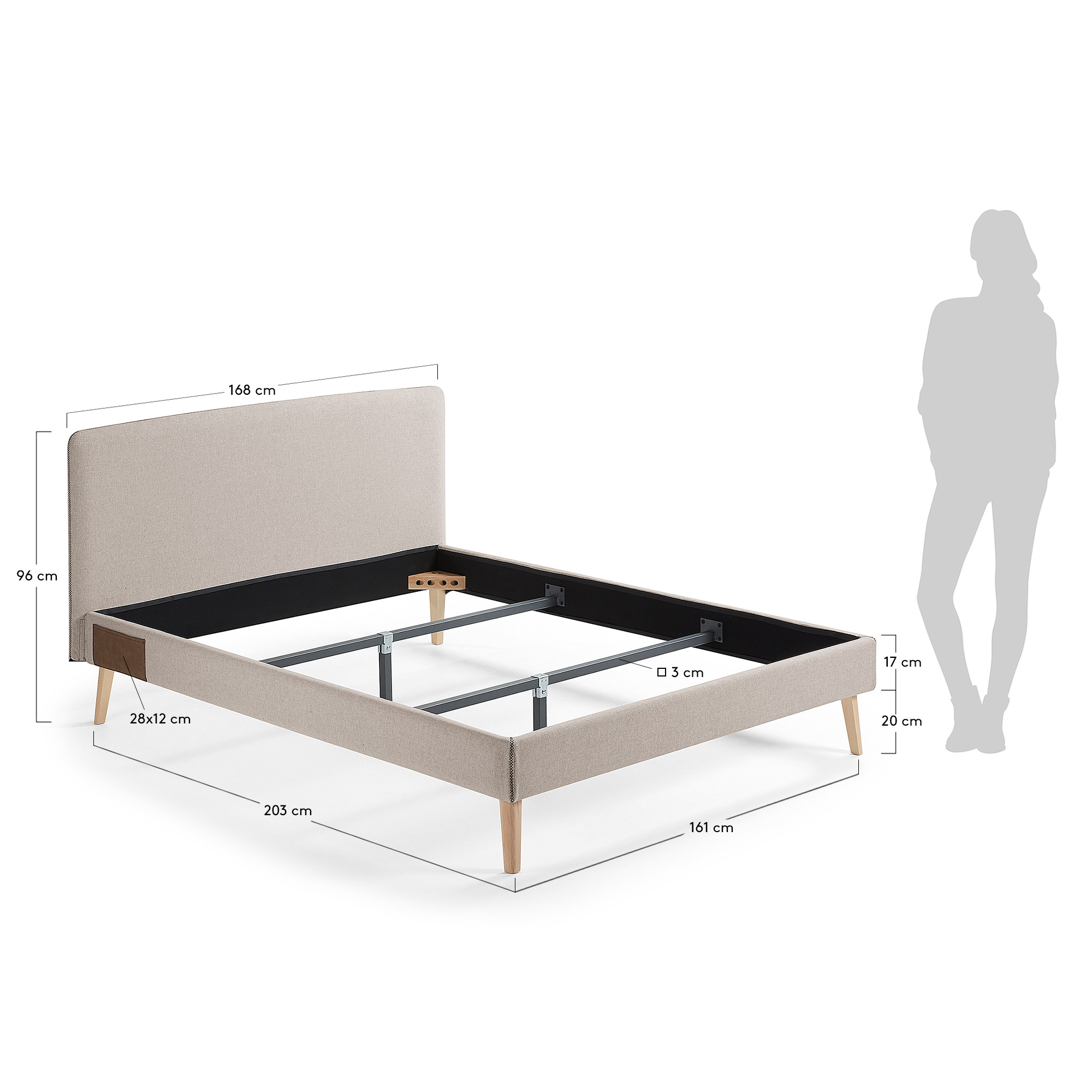 Кровать Lydia 150х190 бежевая La Forma (ex Julia Grup)