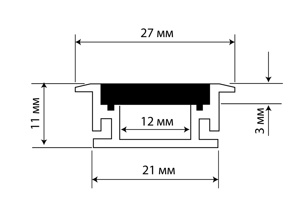 Врезной алюминиевый профиль пол Donolux DN18509RAL9005