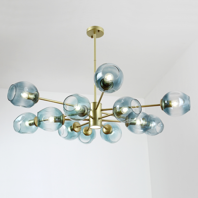 Люстра на штанге MARINE D104 10 lamps Gold/Transparent by ImperiumLoft
