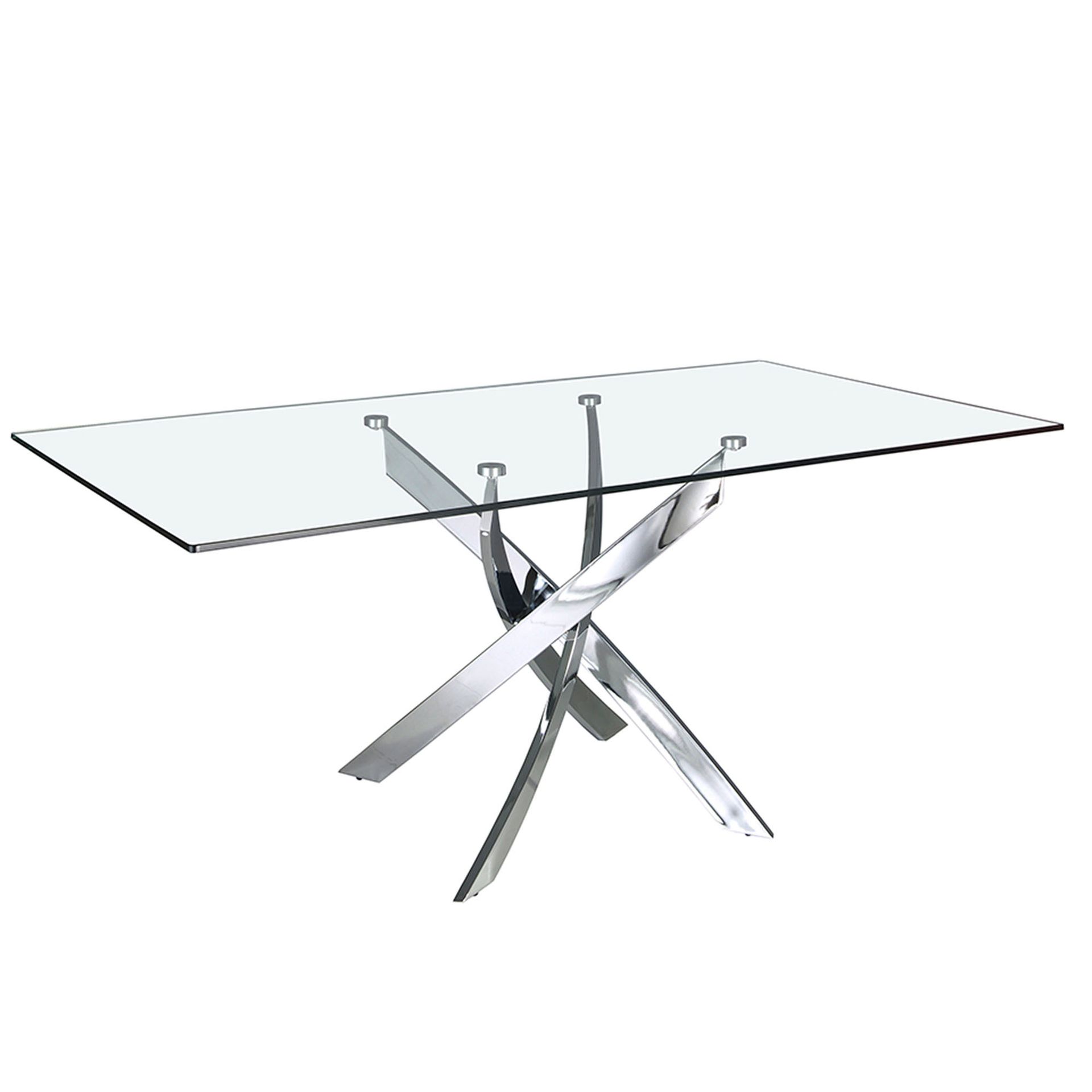 Стол обеденный прямоугольный F2133 /1061 стекло 160x95 с ножками из нержавеющей стали Angel Cerda