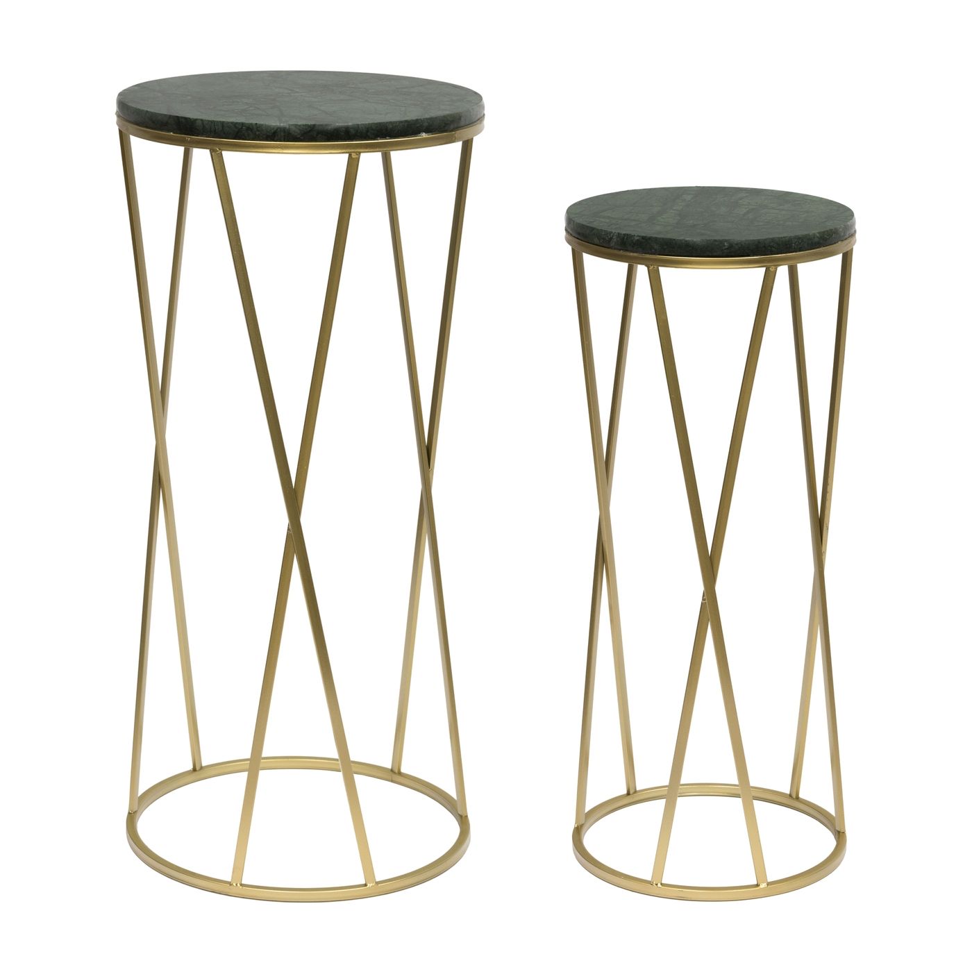 Столики приставные с зеленым мрамором, набор Glasar 54-046/045