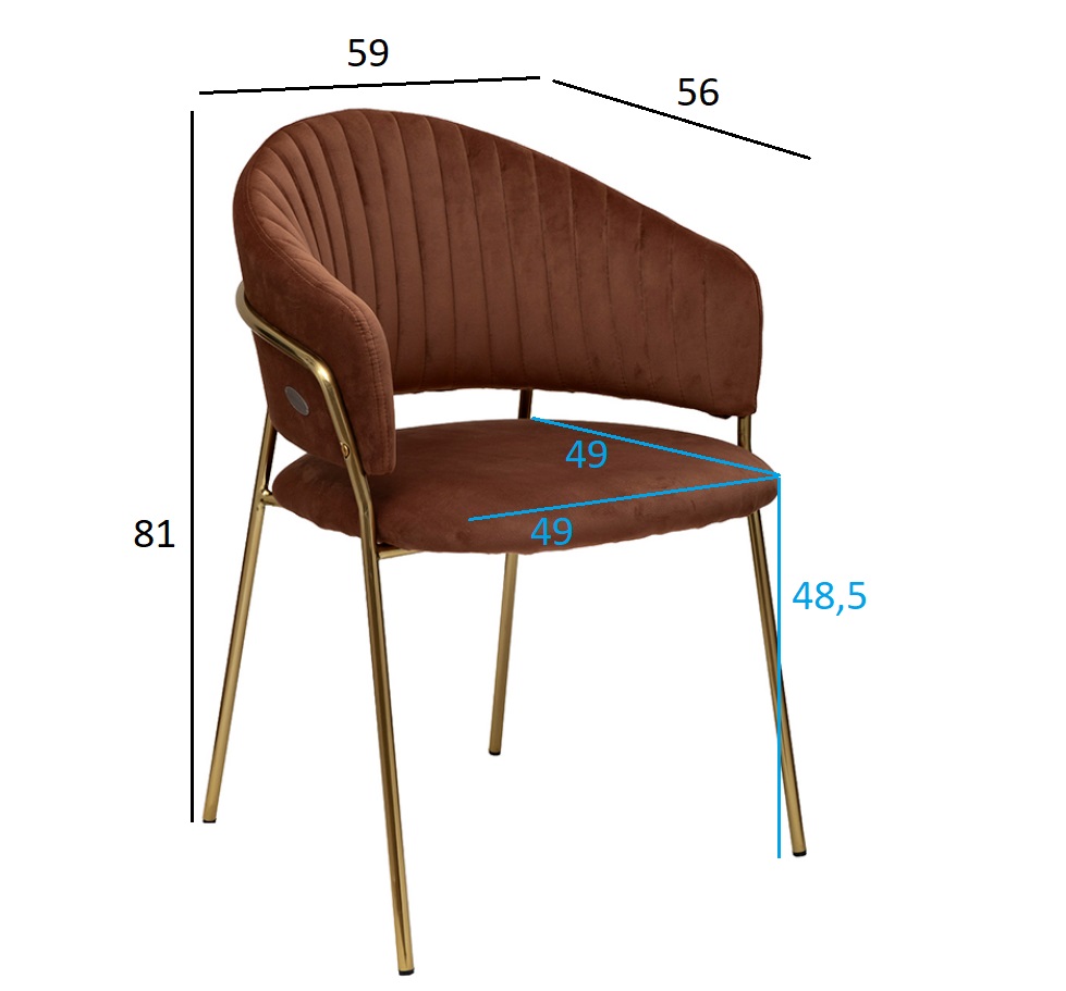 Стул обеденный велюровый коричневый Garda Decor 30C-12961