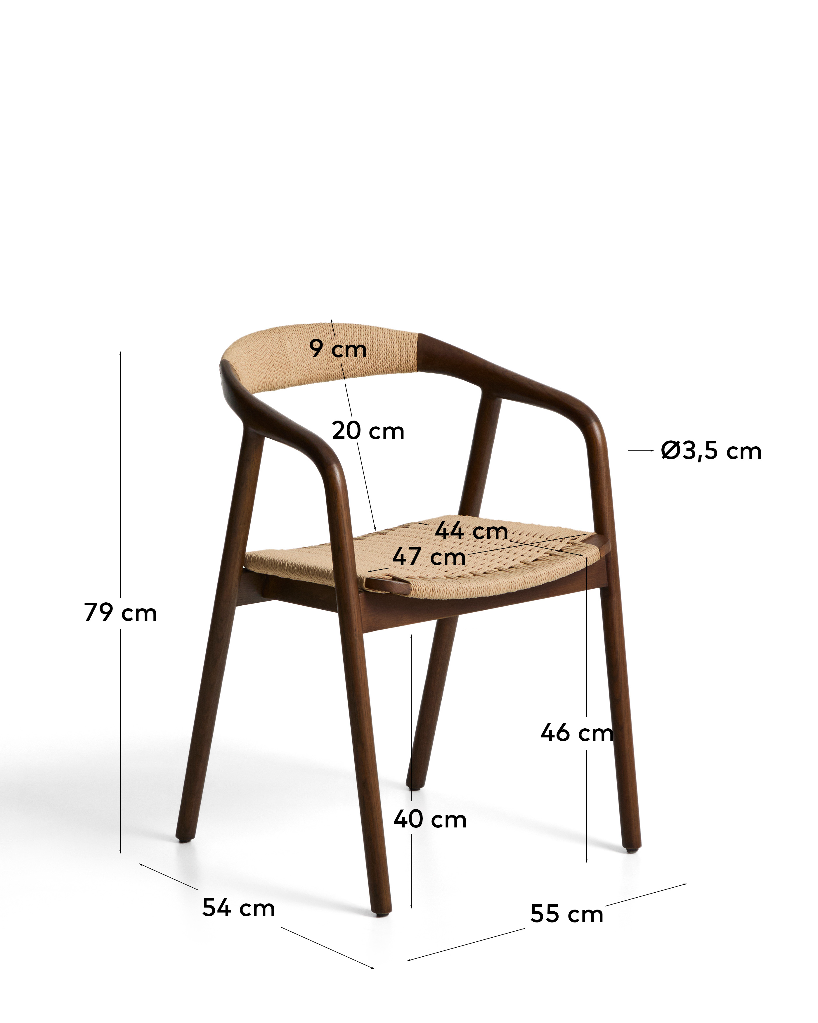Уличный стул Derile из массива дуба в отделке орех и бежевой веревки La Forma 481903