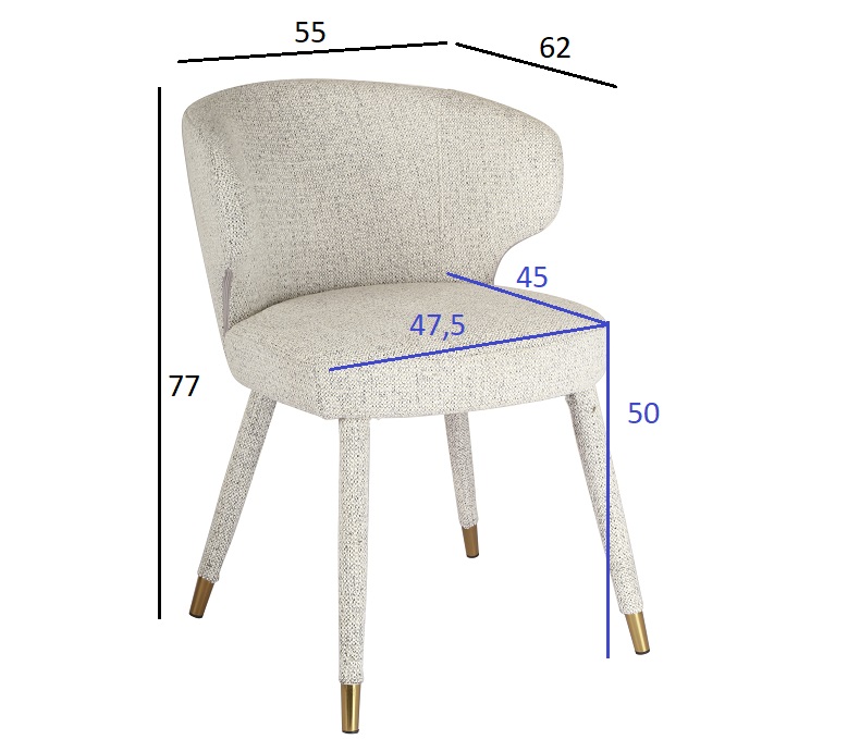 Стул обеденный шенилл белый 55*62*77 Garda Decor 30C-13780