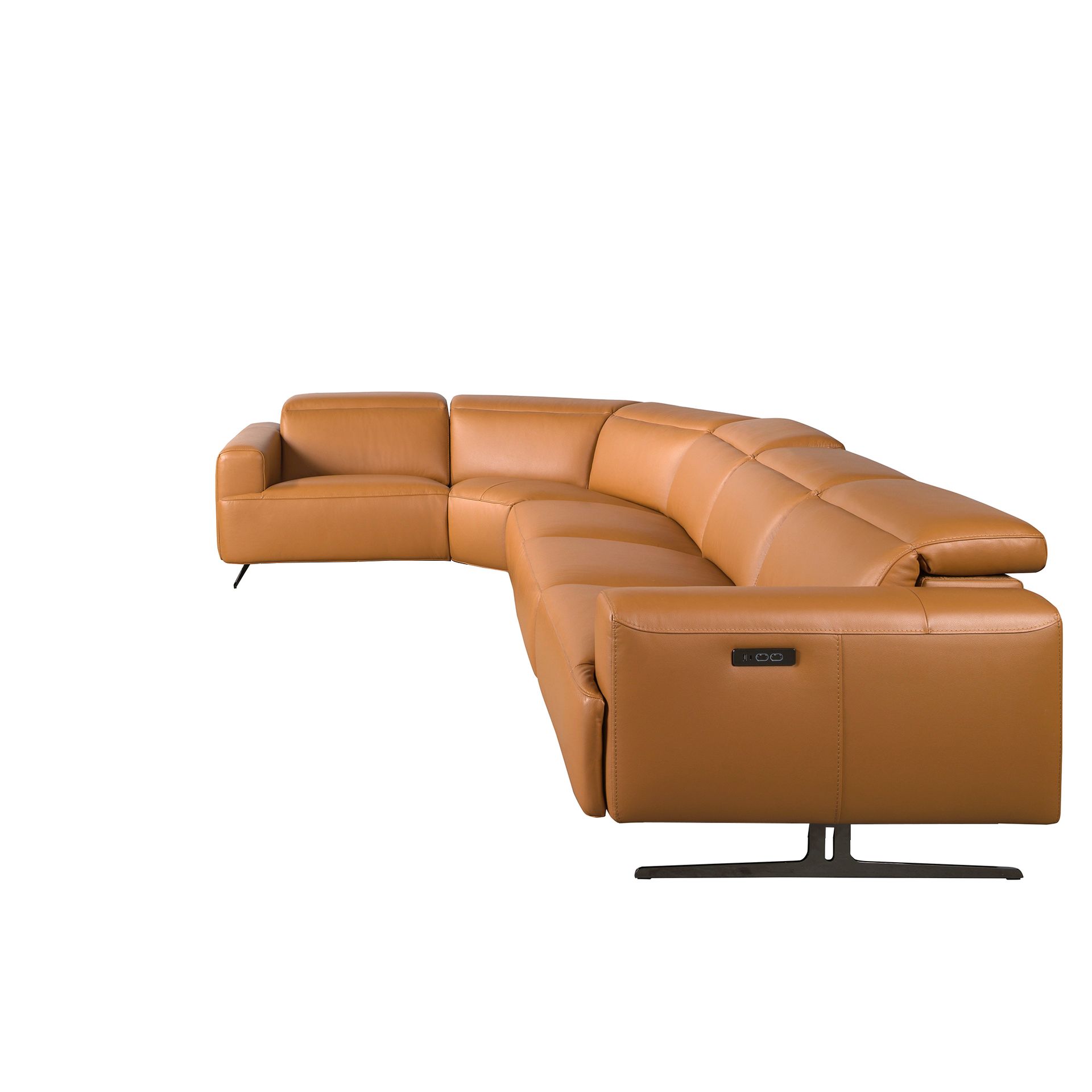 5-местный диван с реклайнером 6263 с левым шезлонгом из коричневой кожи Angel Cerda